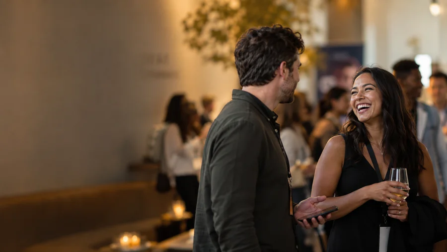 Two people meeting at a gathering